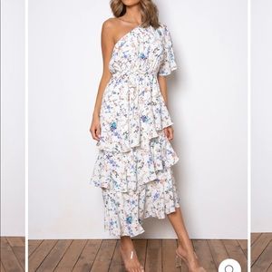 Floral one shoulder midi dress